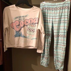 Girls Justice Hot Cocoa Winter Pajamas Pjs 2pc Set Size 10 Plus